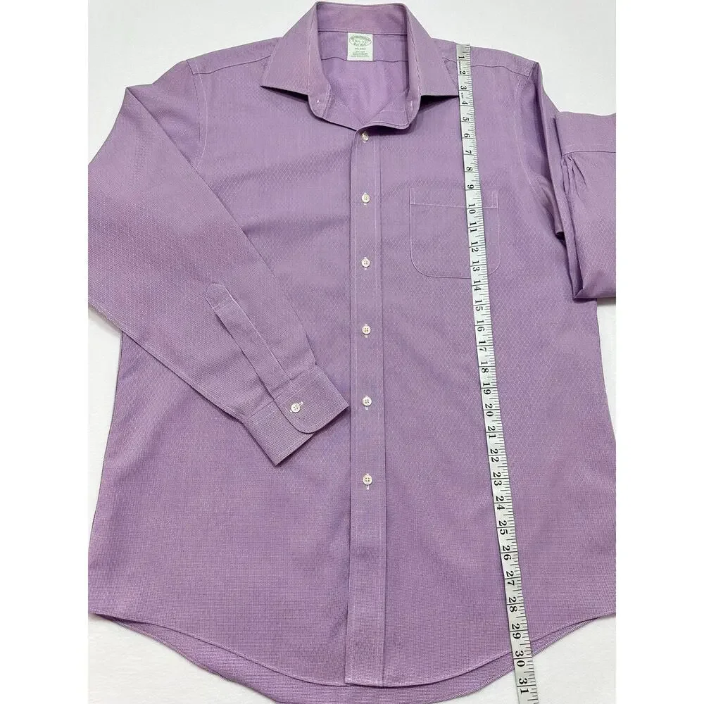 Brooks Brothers Milano Purple Supima Cotton Slim Fit Dress Shirt 16.5 33